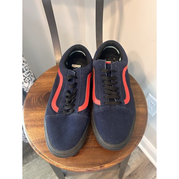 Men’s VANS Casual Sneakers Old Skool Style Dress Blues With Red Accent Size 11 - Picture 1 of 5